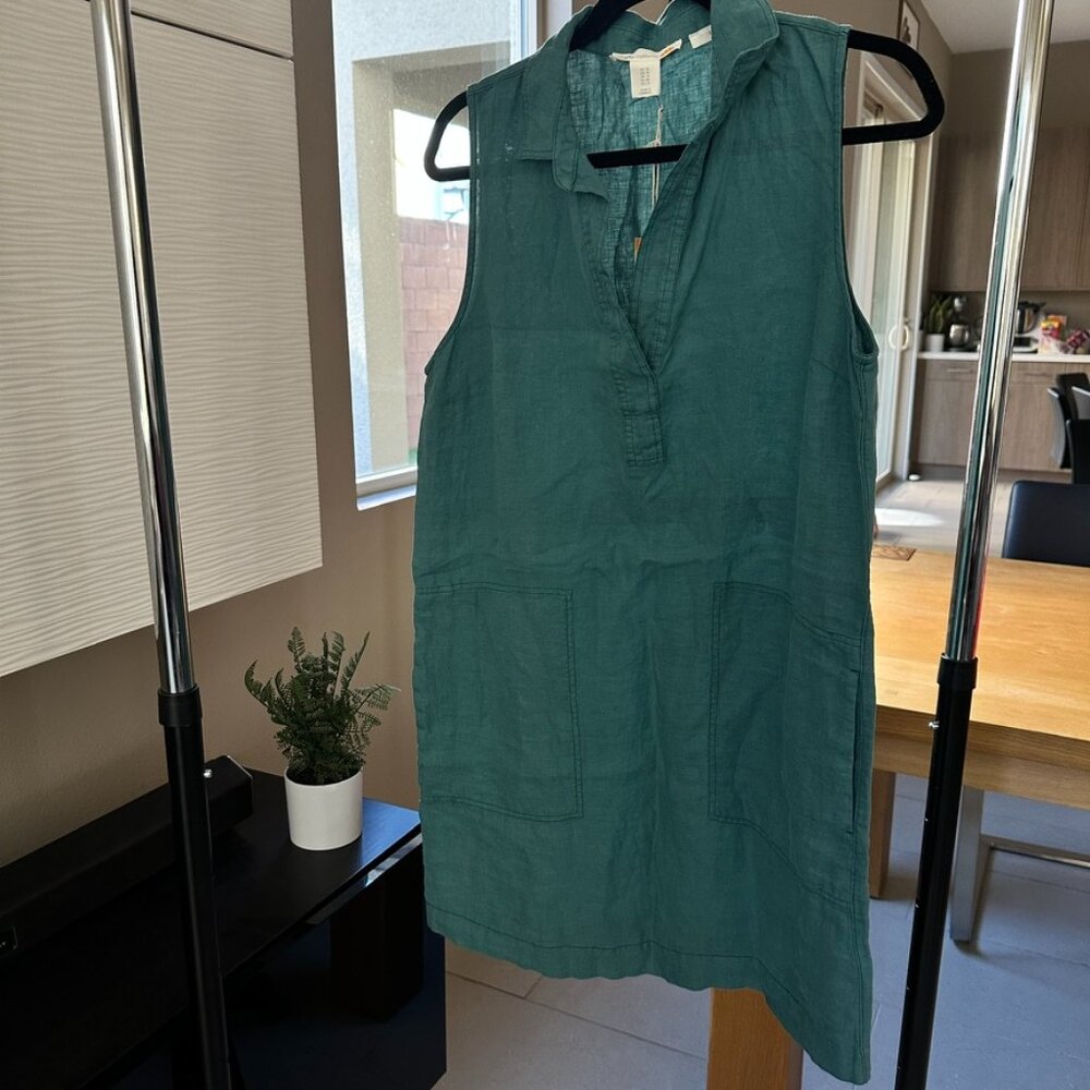 C&C California - Aqua linen dress with pockets